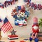 Patriotic Door Sign 4th of July Wreaths for Front Door Hanger Wooden Independence Day Decoration
